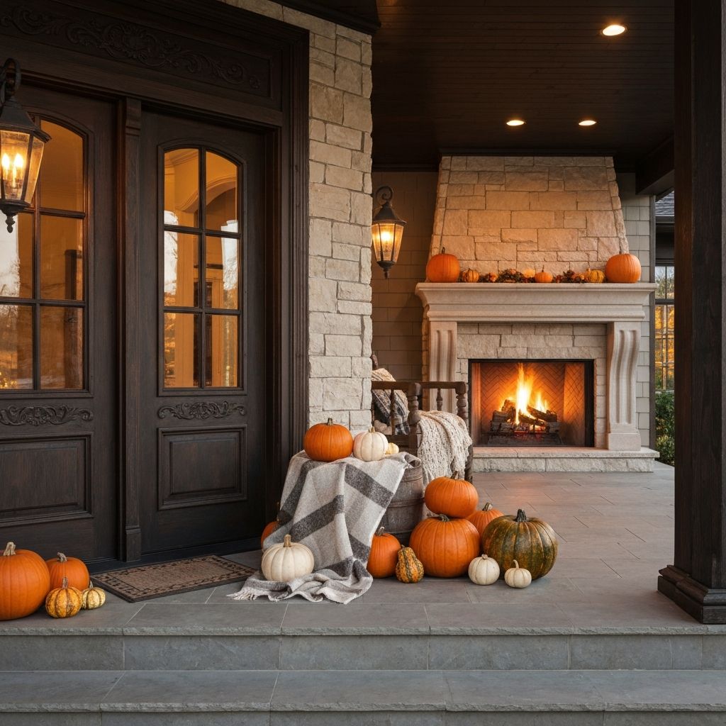 Close up porch pumpkin display